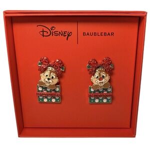 Disney Baublebar Chip & Dale Holiday Gift Christmas Earrings Set New in Box